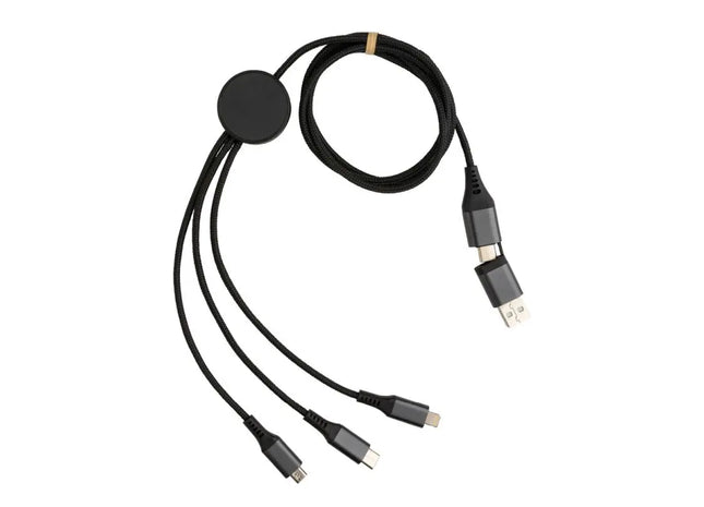 Terra 120cm 6-in-1 Kabel aus RCS-recyceltem Aluminium - Grau TK Gruppe® Grosshandel 