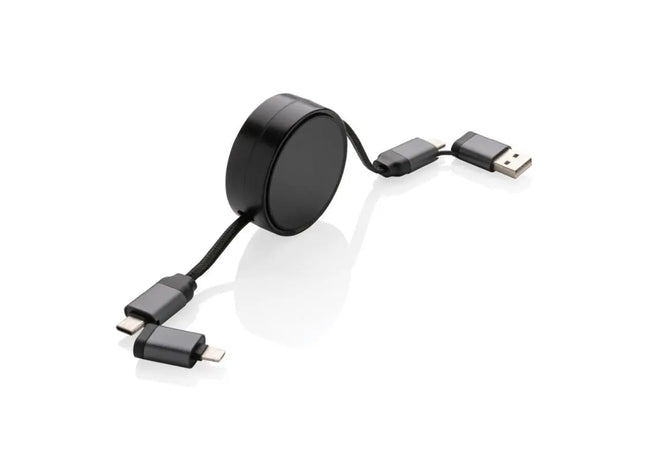 Terra aufrollbares 6-in-1 Kabel aus RCS-recyceltem Aluminium - Grau TK Gruppe® Grosshandel 