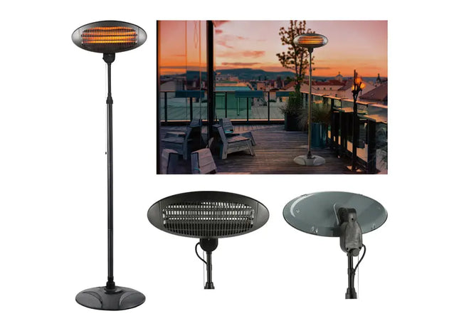 Terrassenheizung, ovale Form, mit Standfuß, ca. 2000W Leistung - Ideale Wärmequelle für den Außenbereich TK Gruppe® Grosshandel 