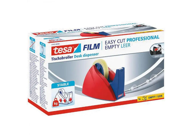 Tesa Profi Tischabroller Easy Cut, 66m, Rot-Blau, Leichtgängiger Schnitt TK Gruppe® Grosshandel 