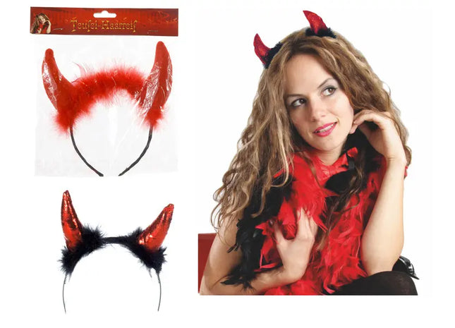 Teufelshörner Haarreif, 2er-Set, Verschieden Sortiert, Ideal für Halloween und Kostümpartys TK Gruppe® Grosshandel 