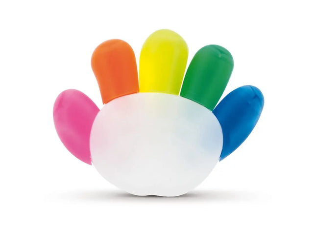 Textmarker Hand in 5 Farben - Weiß: Leuchtstifte, Markierwerkzeuge, Highlight-Pens, Multicolor-Set TK Gruppe® Grosshandel 