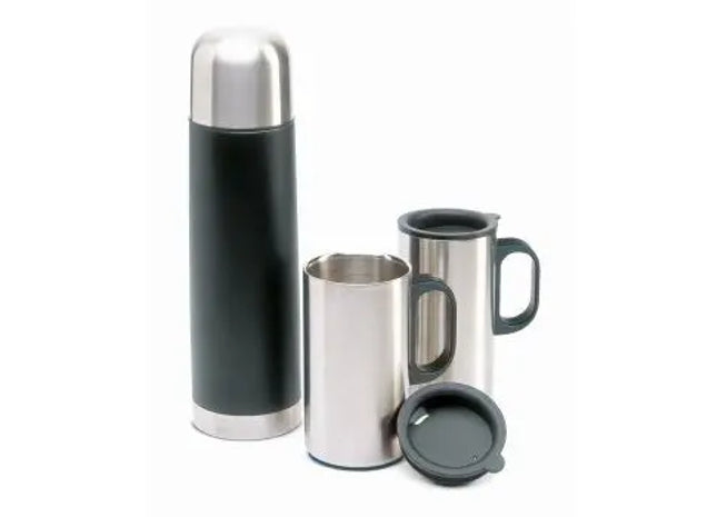 Thermoskanne mit Bechern ISOSET - Schwarz - Komplettset für unterwegs TK Gruppe® Grosshandel 