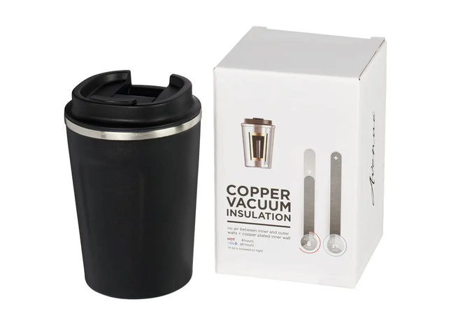 Thor 360 ml Kupfer-Vakuum Isolierbecher – Auslaufsicher in Schwarz TK Gruppe® Grosshandel 