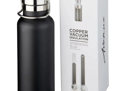 Thor 480 ml Kupfer-Vakuum Isolierflasche – Schwarze Thermoflasche für unterwegs TK Gruppe® Grosshandel 