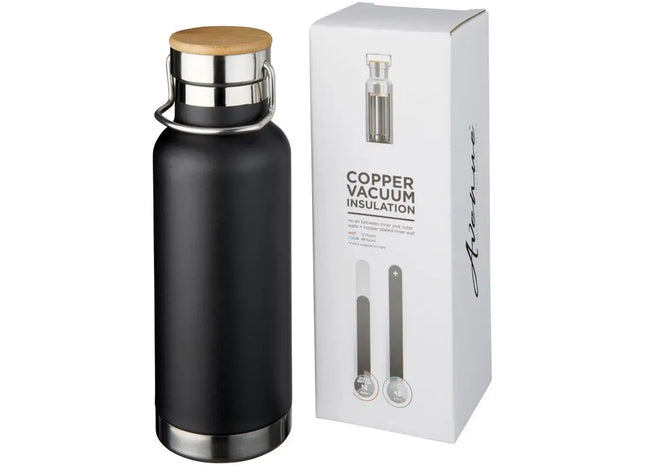 Thor 480 ml Kupfer-Vakuum Isolierflasche – Schwarze Thermoflasche für unterwegs TK Gruppe® Grosshandel 