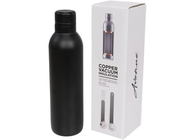 Thor Kupfer-Vakuum Isolierflasche 510 ml, Elegant Schwarz, Lang Anhaltende Isolation TK Gruppe® Grosshandel 