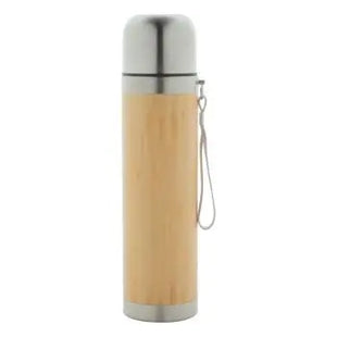 Tiaky Thermoskanne aus Edelstahl und Naturmaterialien, 420 ml - silberfarben TK Gruppe® Grosshandel 
