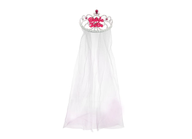Tiara „Bride To Be“ 12,5 cm mit weißem Schleier – Haarschmuck für die Brautparty TK Gruppe® Grosshandel 