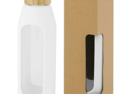 Tidan 600ml Borosilikatglas Flasche mit Silikongriff in Weiß: Robust & Stilvoll TK Gruppe® Grosshandel 