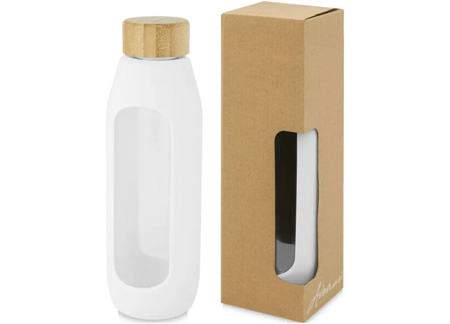 Tidan 600ml Borosilikatglas Flasche mit Silikongriff in Weiß: Robust & Stilvoll TK Gruppe® Grosshandel 