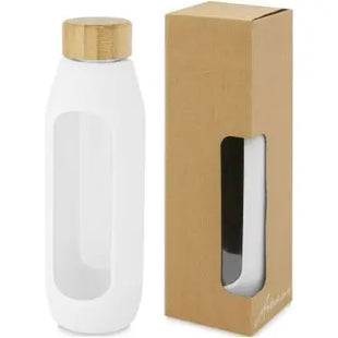 Tidan 600ml Borosilikatglas Flasche mit Silikongriff, Weiß TK Gruppe® Grosshandel 