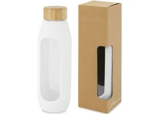 Tidan 600ml Borosilikatglas Flasche mit Silikongriff, Weiß TK Gruppe® Grosshandel 