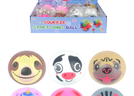 Tiergesicht Stressball 6 cm, Quetschball-Set in 6 Designs, Antistress-Spielzeug für Kinder TK Gruppe® Grosshandel 