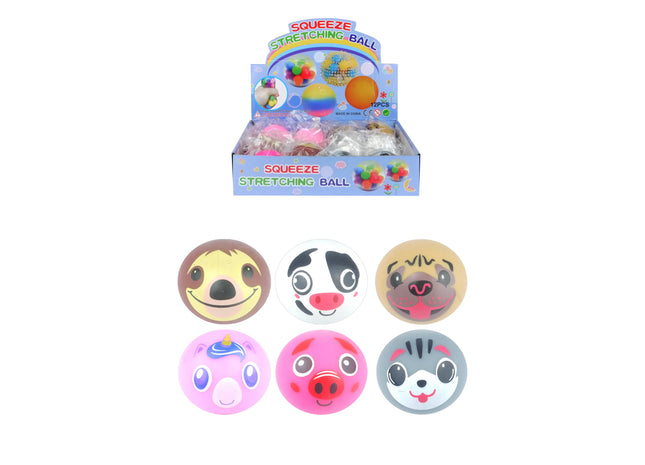Tiergesicht Stressball 6 cm, Quetschball-Set in 6 Designs, Antistress-Spielzeug für Kinder TK Gruppe® Grosshandel 