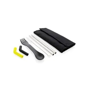 Tierra 2-Teiliges Trinkhalm & Besteckset in Schwarz: Stilvoll & Funktionell TK Gruppe® Grosshandel 