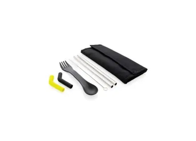 Tierra 2-Teiliges Trinkhalm & Besteckset in Schwarz: Stilvoll & Funktionell TK Gruppe® Grosshandel 