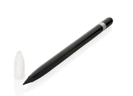 Tintenloser Stift aus Aluminium mit Radiergummi - Schwarz, Nachhaltig, Langlebig, Radierbarer Stift TK Gruppe® Grosshandel 