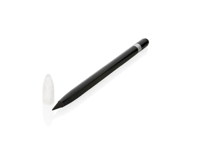 Tintenloser Stift aus Aluminium mit Radiergummi - Schwarz, Nachhaltig, Langlebig, Radierbarer Stift TK Gruppe® Grosshandel 