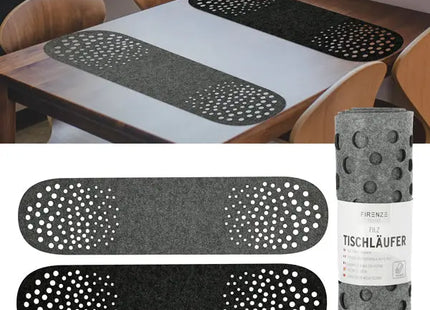 Tischläufer Filz Cut, ca. 120x30cm, 2er-Set – Stilvolle Tischdeko | Moderner Filz-Tischläufer TK Gruppe® Grosshandel 