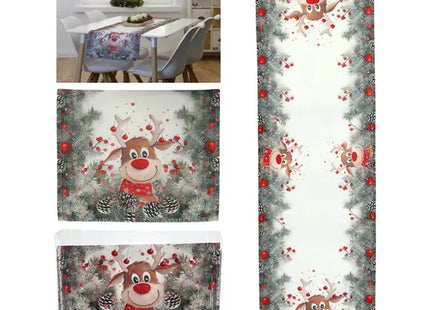 Tischläufer Rentier-Design, ca. 40x160cm – Festliche Tischdekoration für Weihnachten TK Gruppe® Grosshandel 