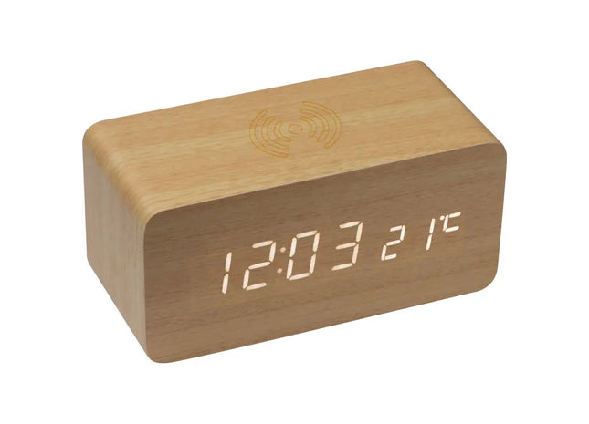 Tischuhr mit integriertem kabellosen Ladegerät - Beiges Design TK Gruppe® Grosshandel 