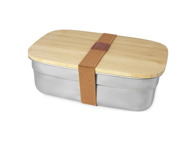 Tite Stainless Steel Bread Box with Bamboo Lid - Natural Silver, Eco-Friendly, Durable TK Gruppe® Grosshandel 