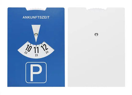 Titel für Karton-Parkscheibe für Deutschland - blau - weiß: Karton-Parkscheibe für Deutschland in Blau-Weiß - Zuverlässig & Konform TK Gruppe® Grosshandel 