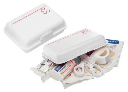 Titel für Verbandsbox, mini - weiß: Kompakte Erste-Hilfe-Box Mini in Weiß - Praktisch & Notwendig TK Gruppe® Grosshandel 