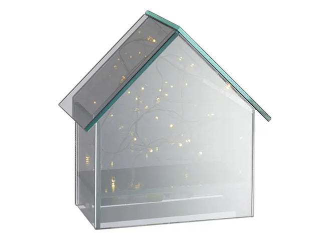 -Titel: Kleines LED-Glaskunsthaus, ca. 12x14cm, Leuchtmittel inklusive TK Gruppe® Grosshandel 