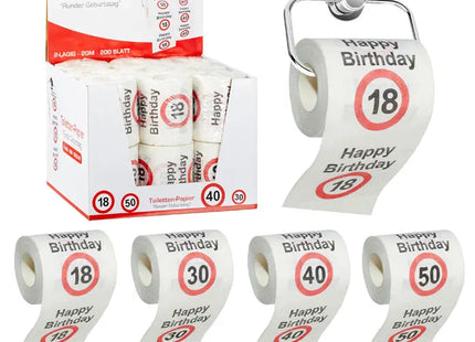 Toilettenpapier Runder Geburtstag, 4er-Set, 24 m, 200 Blatt - Lustige Partydekoration TK Gruppe® Grosshandel 