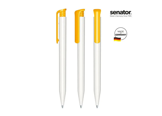 Top-Seller Glänzender Basis Kugelschreiber mit Druckmechanismus - Weiß-Gelb TK Gruppe® Grosshandel 