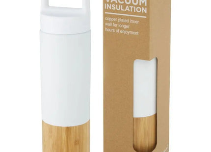 Torne 540 ml Kupfer-Vakuum Isolierflasche mit Bambus Außenwand – Weiße Thermoflasche TK Gruppe® Grosshandel 