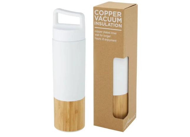Torne 540 ml Kupfer-Vakuum Isolierflasche mit Bambus Außenwand – Weiße Thermoflasche TK Gruppe® Grosshandel 