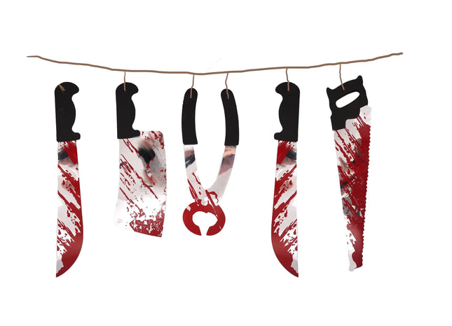 Torture Workzeug Girlande, 180cm – Perfekte Dekoration für Halloween & Gruselpartys TK Gruppe® Grosshandel 