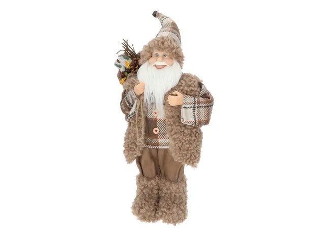 Traditionelle Weihnachtsmann-Figur, Stehend, Braun, 47 cm, Gemütliche Weihnachtsdeko TK Gruppe® Grosshandel 
