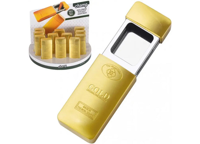 Tragbarer Aschenbecher im Goldbarren-Design, Kompakt 7x3x1 cm TK Gruppe® Grosshandel 