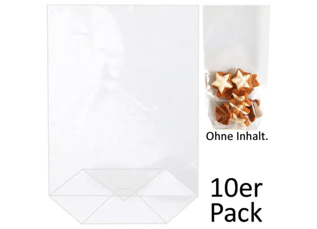 Transparente Geschenkbeutel mit Boden, PP, 10er-Pack, 190x115mm TK Gruppe® Grosshandel 