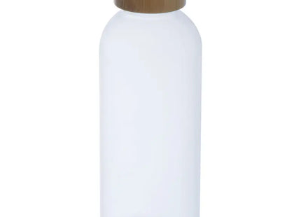 Transparente PET Wasserflasche, 600ml mit Bambusdeckel - Öko-Stil TK Gruppe® Grosshandel 