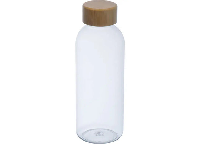 Transparente PET Wasserflasche, 600ml mit Bambusdeckel - Öko-Stil TK Gruppe® Grosshandel 