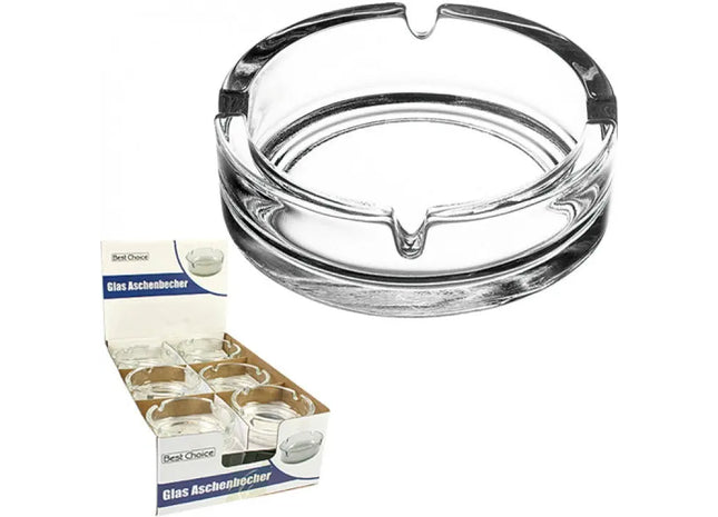 Transparenter Glasaschenbecher 10.5x3.5cm - Elegantes Design im Display TK Gruppe® Grosshandel 
