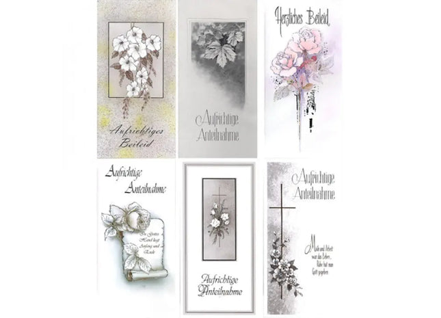 Trauerkarten Set 21x11cm mit Umschlägen, Verschiedene Motive – Einfühlsam Gestaltet TK Gruppe® Grosshandel 