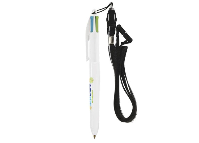 Trendiger BIC 4-Farben Fashion Kugelschreiber mit Lanyard TK Gruppe® Grosshandel 