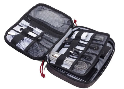 Troika BUSINESS TECH POUCH Kabeltasche – Anthrazit & Schwarz, für Technikzubehör TK Gruppe® Grosshandel 
