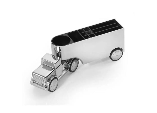 Troika OFFICE TRUCKER Silberner Stifteköcher - Moderner Schreibtisch-Organizer TK Gruppe® Grosshandel 