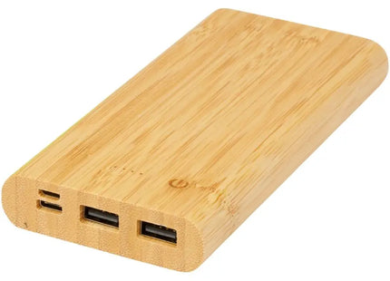 Tulda 10.000 mAh Powerbank aus Bambus - Natur, Umweltfreundliches Tragbares Ladegerät, Hohe Kapazität TK Gruppe® Grosshandel 