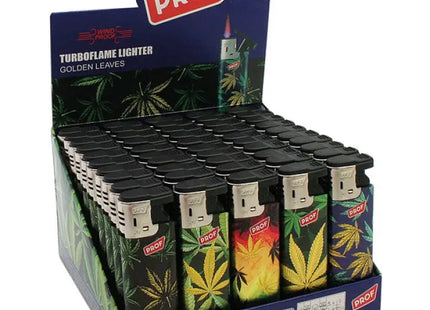 Turbo-Feuerzeug 'Golden Leaves' mit Schiebedeckel, inklusive Display TK Gruppe® Grosshandel 