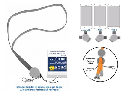 USB-Ladekabel "Lanyard 3 in 1" TK Gruppe® Grosshandel 