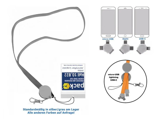USB-Ladekabel "Lanyard 3 in 1" TK Gruppe® Grosshandel 