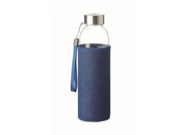 UTAH DENIM Glas-Trinkflasche 500 ml, Blau, Trendig & Umweltfreundlich TK Gruppe® Grosshandel 